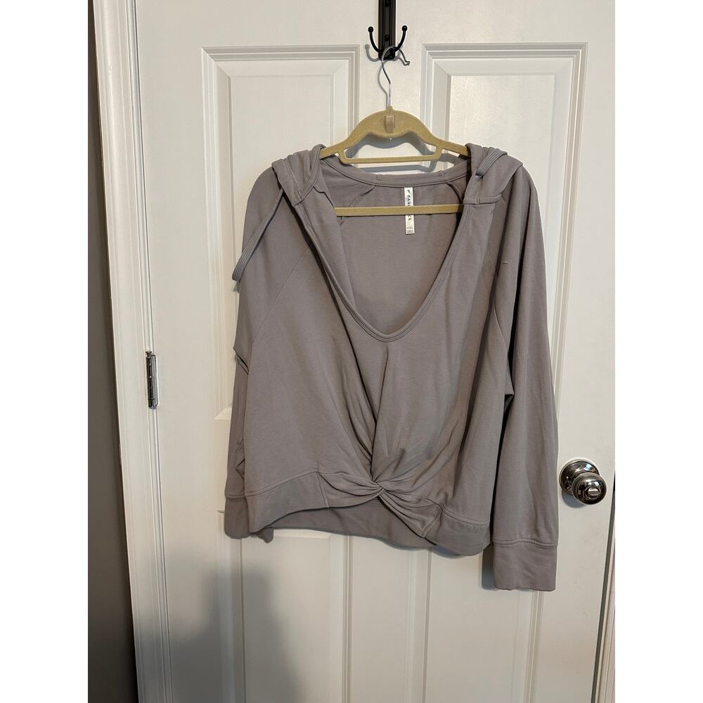 Fabletics Sydney Twist Front Scoop Neck Drawstring Women's Hoodie XXL Haze Gray